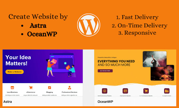 install and develop astra, ocean wp theme wordpress website