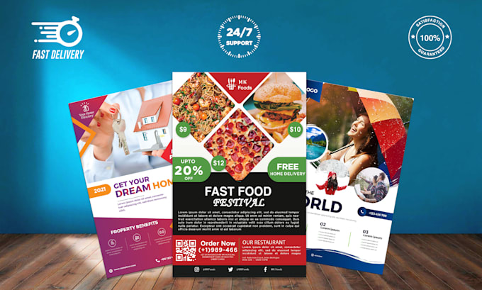 design modern flyer, brochure, restaurent menu, postcard, leaflet