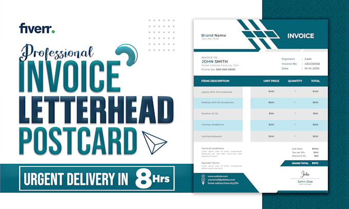 design invoice, letterhead, postcard, company, office, branding, jumbo layout