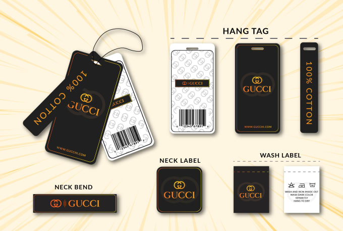 Design clothing label, hang tag, neck label, care label and