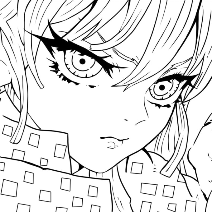 Lineart any demon slayer manga panel by Bincanowar | Fiverr