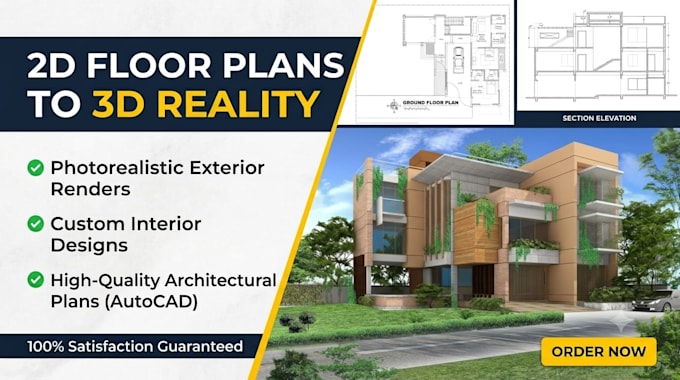 create 2d dwg 3d modeling realistic architectural renderings