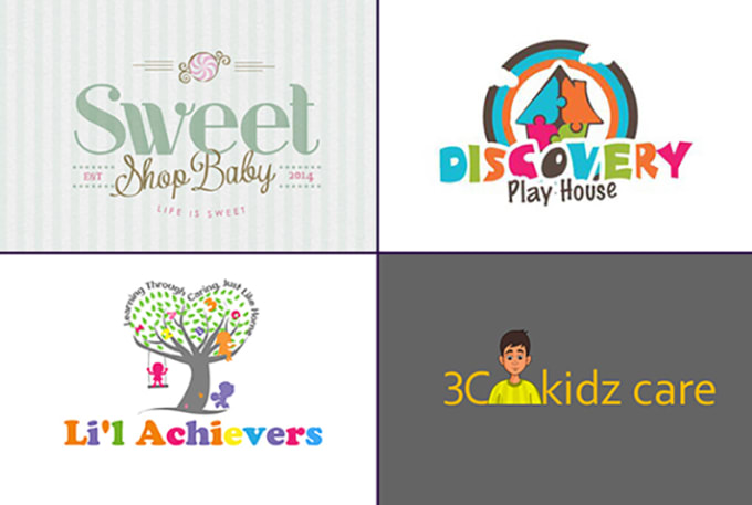 Do modern childcare children nursery logo with multiple revisions
