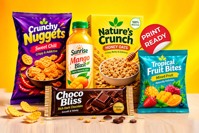design premium product packaging, labels, coffee pouches and food boxes