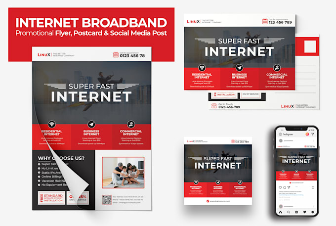 create broadband internet flyer, postcard, door hanger, banner design