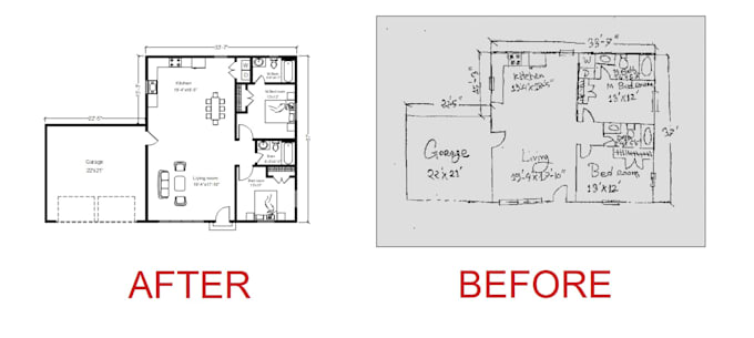 redraw your hand sketch or pdf file to autocad 2d floor plan