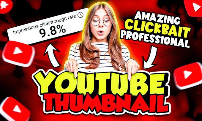 design attractive clickbait amazing youtube thumbnail in 3hr