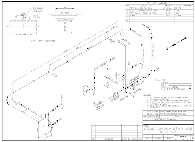 design industrial piping 3d model pid, isometric on autocad