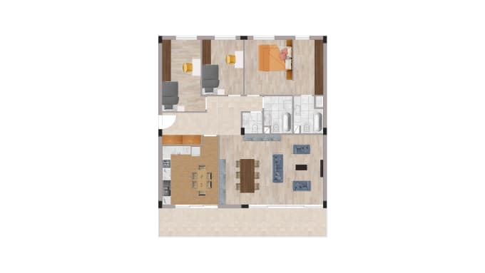 render a professional 2d floor plan in photoshop