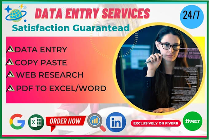 do professional data entry, virtual assistant and web research