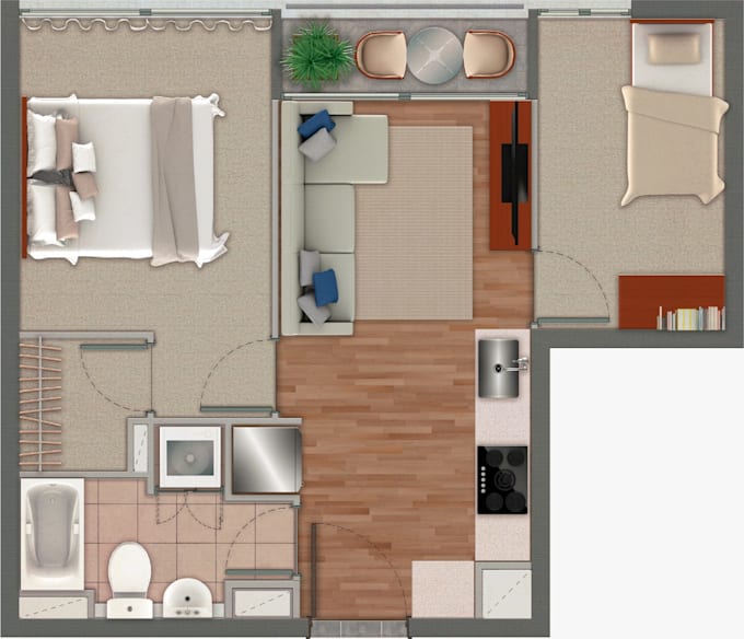 render 2d floor plan or elevations in photoshop