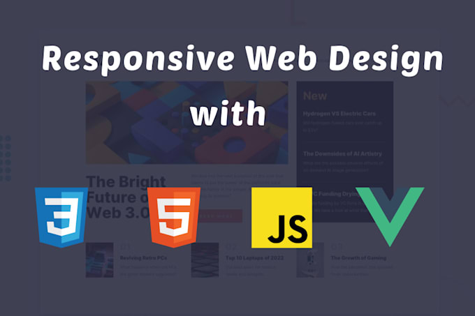 Develop responsive website with html css javascript and vuejs by ...