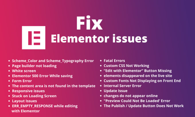 Hire a freelancer to fix elementor error, responsive issues, header footer issues, page builder error