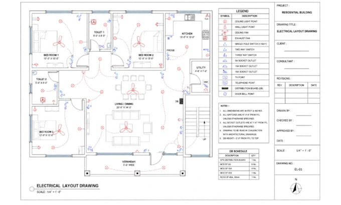 draft electrical layouts, power and lighting plans