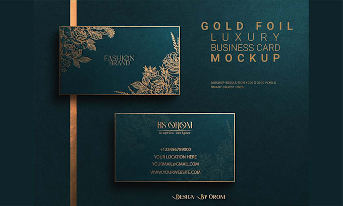 Design gold foil embossed and luxury business card by Hsoroni | Fiverr