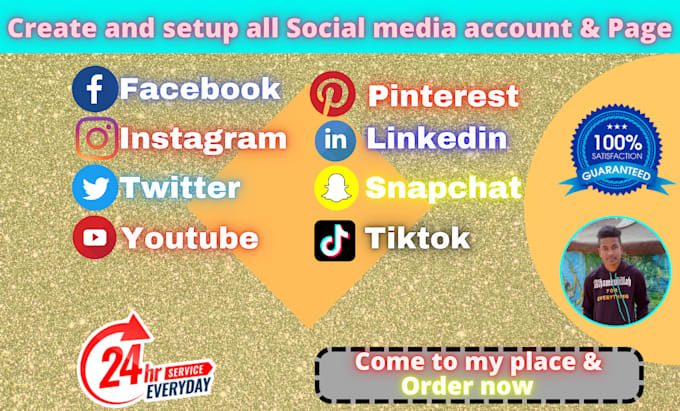create and setup all social media account and pages