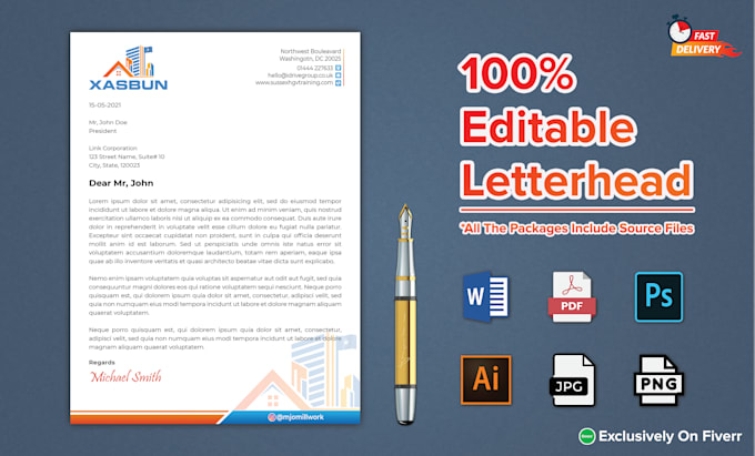 design professional letterhead and stationery in word format