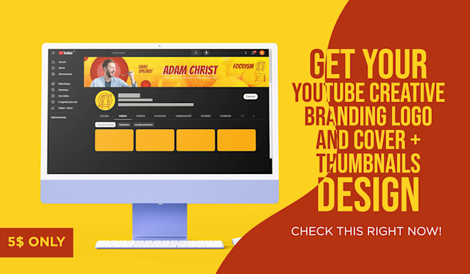design youtube channel branding kit with logo, banner
