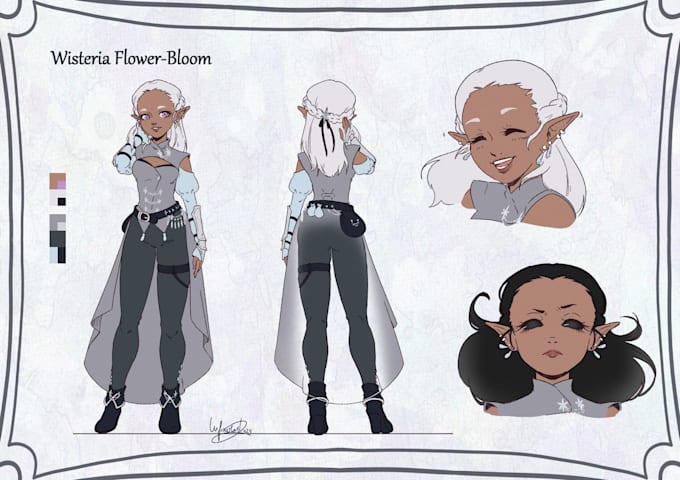 draw a professional character sheet