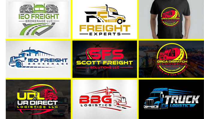 create transport logistics trucking dispatching company logo