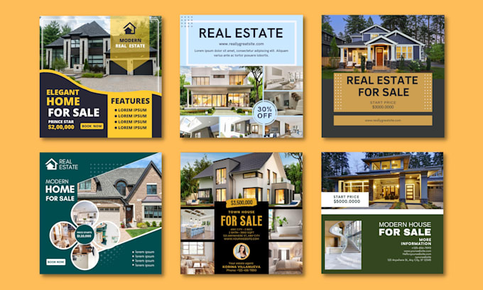design real estate facebook instagram ads posts and canva design