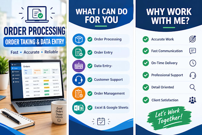be your virtual assistant for order processing, data entry and customer support