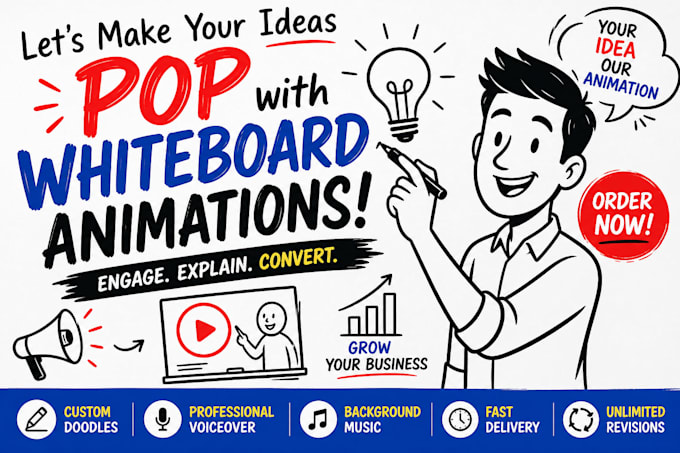 make a amazing whiteboard animation explainer and 2d video