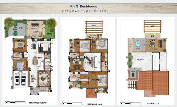 Render a professional interior 2d floor plan in photoshop by Rare ...