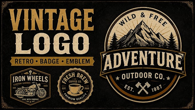 design a vintage logo, retro badge and emblem