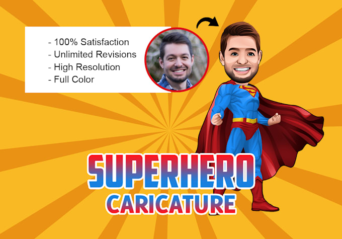 Draw amazing cartoon caricature superhero character by Masromi | Fiverr