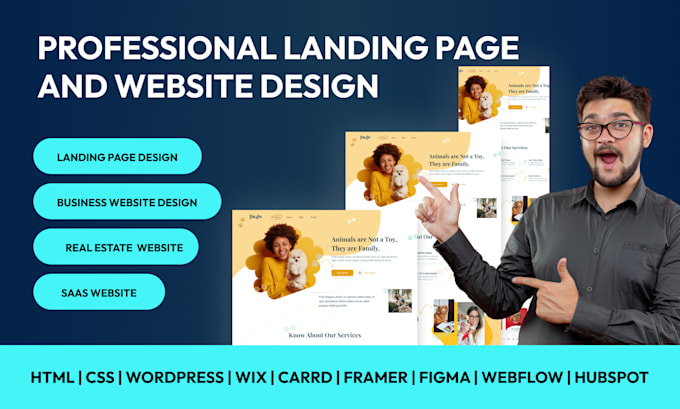 create professional modern html css landing page, website