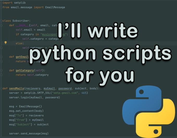 Write a python programming script for you by Malith__dilshan | Fiverr