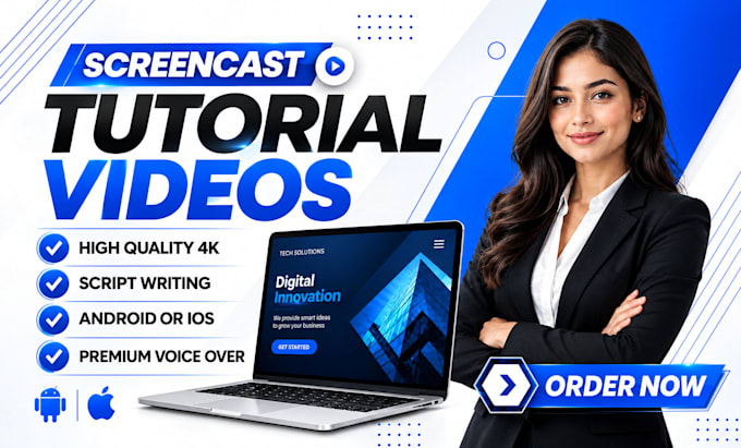 create professional screencast tutorial video for website or app with voiceover
