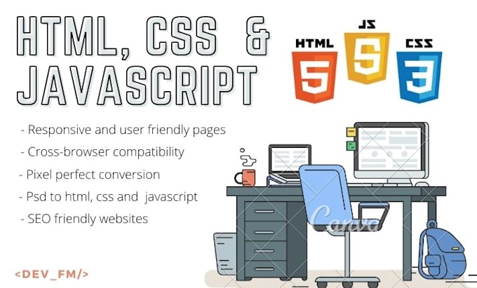 Design responsive websites with html css and javascript by Dev_fm | Fiverr
