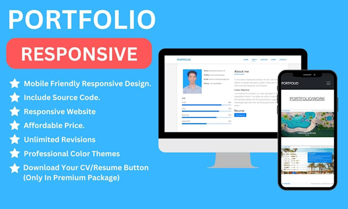 Create a portfolio using html, css, bootstrap javascript by ...