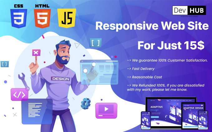 Develop responsive websites using html, css, javascript by Dev_hub ...