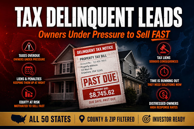 tax delinquent property leads for distressed investors USA
