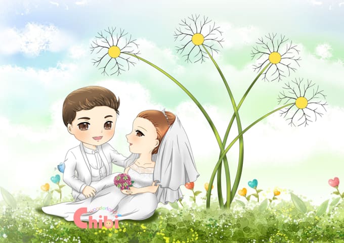 Draw super cute chibi for wedding couple by Chibiwonderland | Fiverr