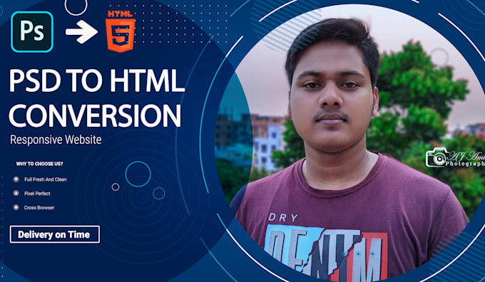 convert PSD jpg png xd figma to HTML with full responsive