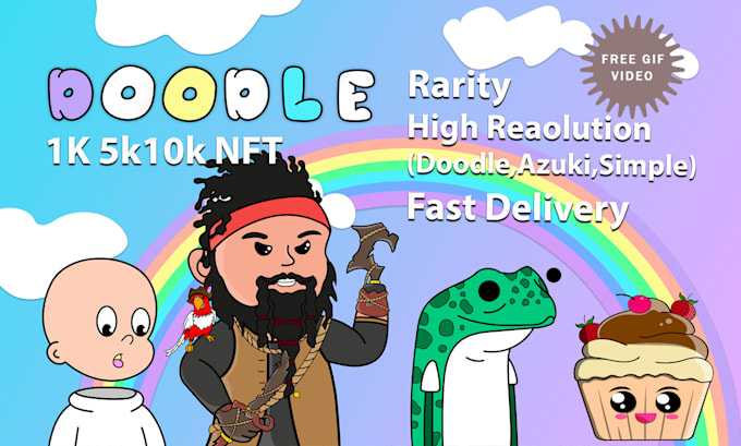 draw doodle , anime , style nft art collection up to 10k