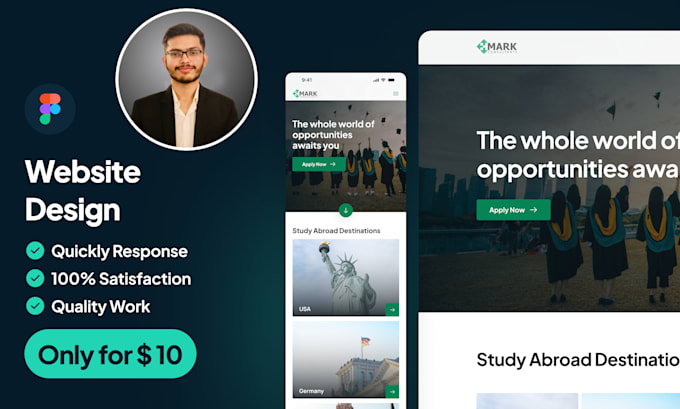 do UI UX design for figma websites, figma landing pages, website mockup design