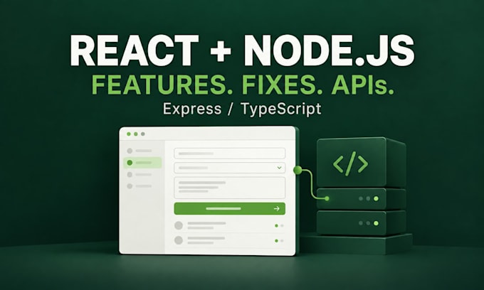 build react and nodejs web app features and api integrations