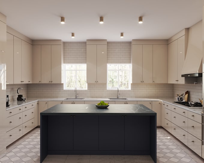 design functional modern kitchens with 3d renders and plans