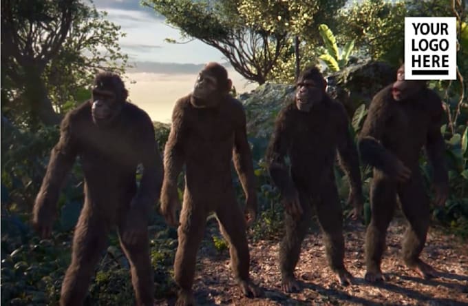 add logo and text in funny monkey dance video