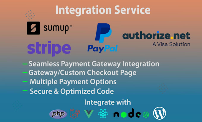 integrate stripe paypal sumup and other payment gateways into your website