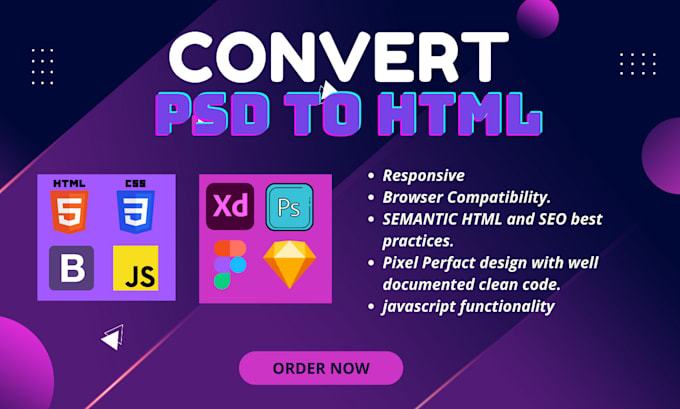 Convert psd to html, figma to html by Achrafedd | Fiverr