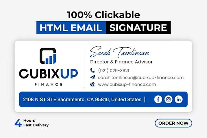 design HTML email signature or clickable HTML email signature