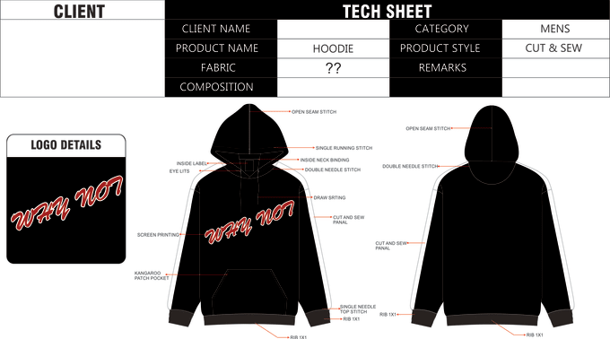 concevoir un sweat capuche et cr er un pack technique