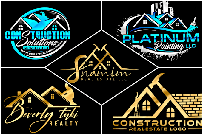 design construction, roofing, electrician, handyman or plumbing logo