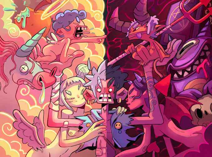 draw a digital cartoon illustration